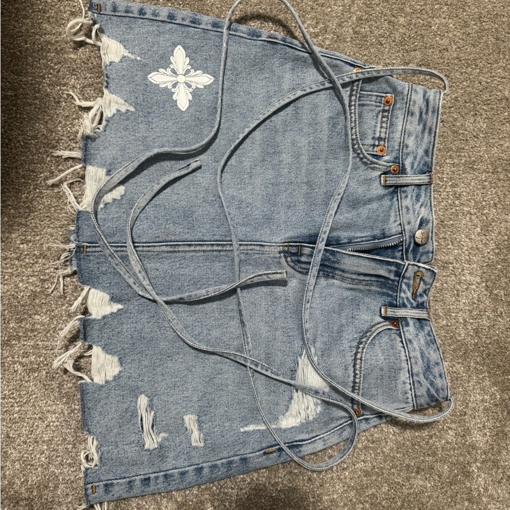 High Waisted Denim Skirt light washed color